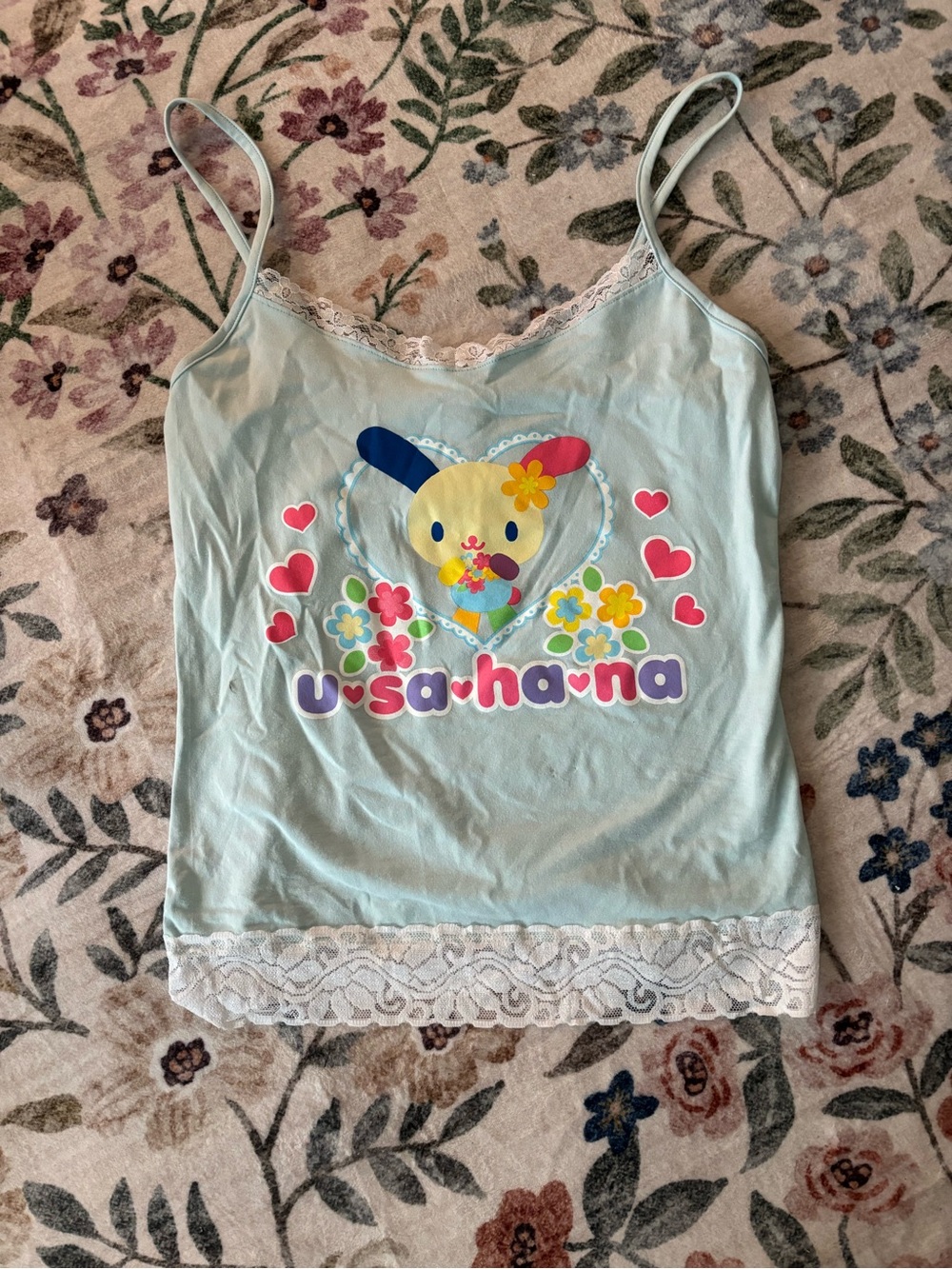 Sanrio Light Blue Usahana Floral Bunny Cami